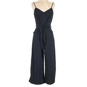 Carolina Belle Womens Polka Dot Cropped Wide Leg Jumpsuit Size 6 Black Parisian